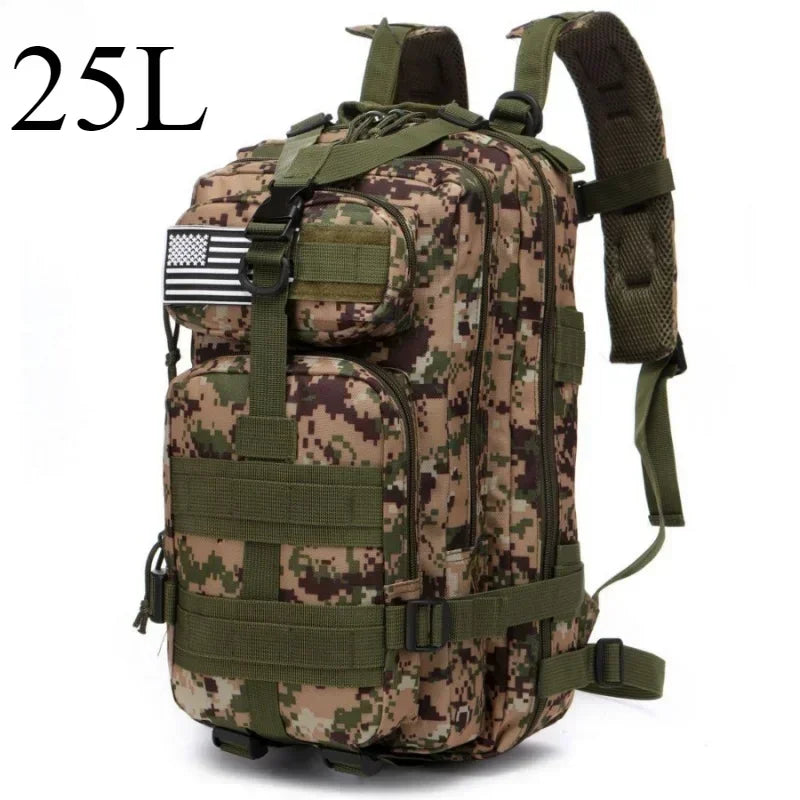 25L/50L Taktický batoh Molle Bag Venkovní tašky Batoh pro turistiku, kempování, lov, rybaření, tělocvičnu, tašky