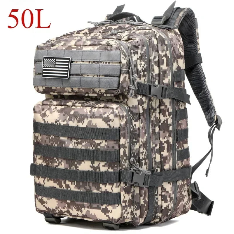 25L/50L Taktický batoh Molle Bag Venkovní tašky Batoh pro turistiku, kempování, lov, rybaření, tělocvičnu, tašky