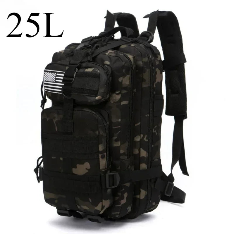 25L/50L Taktický batoh Molle Bag Venkovní tašky Batoh pro turistiku, kempování, lov, rybaření, tělocvičnu, tašky