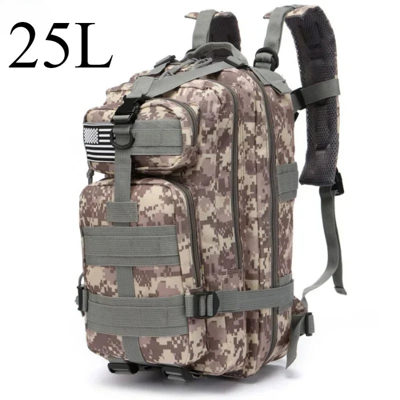 25L/50L Taktický batoh Molle Bag Venkovní tašky Batoh pro turistiku, kempování, lov, rybaření, tělocvičnu, tašky