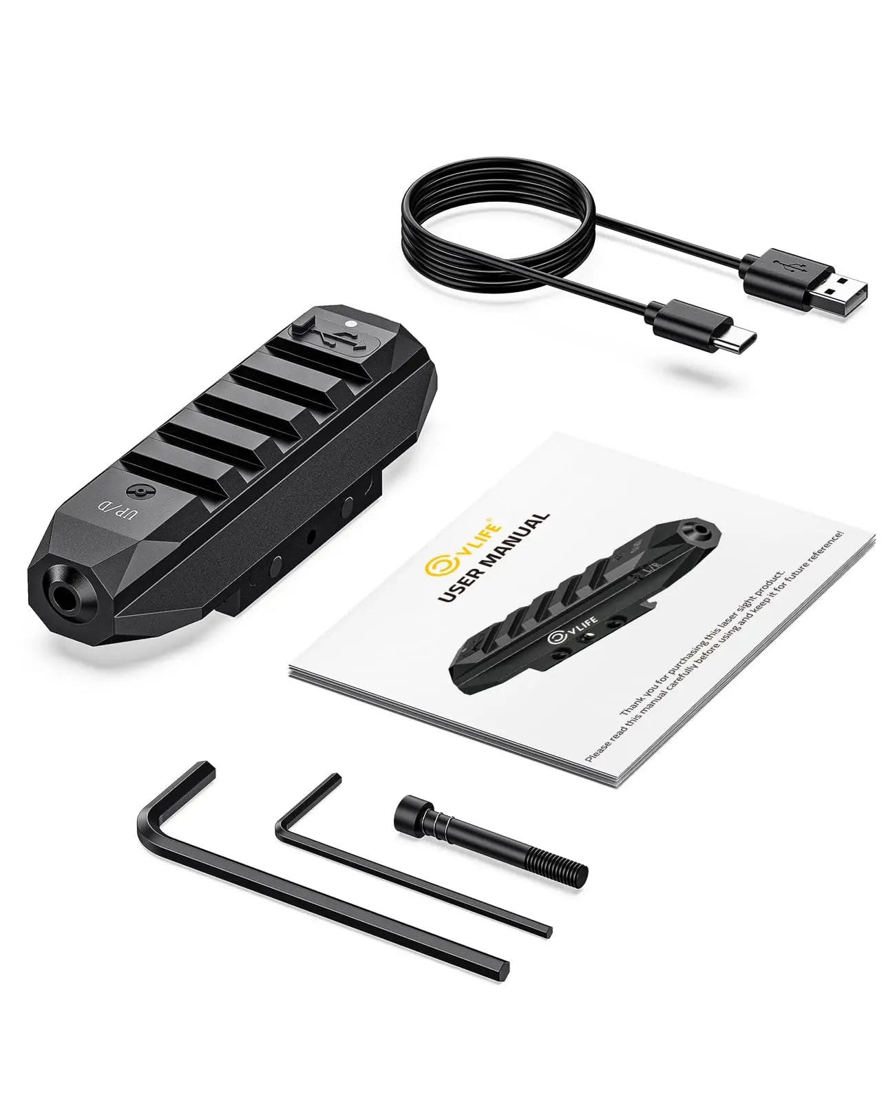 Cvlife zelený laserový zaměřovač pro pušku, taktický dobíjecí laserový zaměřovač s režimem stroboskopu pro 21mm Picatinny lištu, hliník