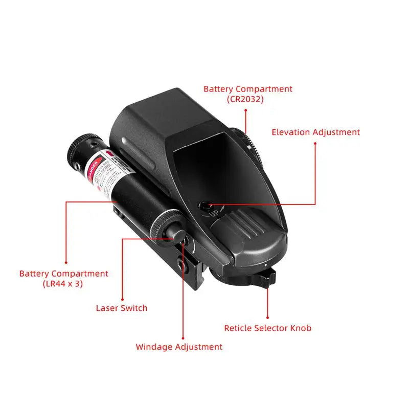 Taktický reflexní červený zelený laserový zaměřovač se 4 křížovými holografickými projektovanými tečkovanými mířidly, puškohled, lovecký zaměřovač pro vzduchovku, montáž na lištu 11mm/20mm, AK