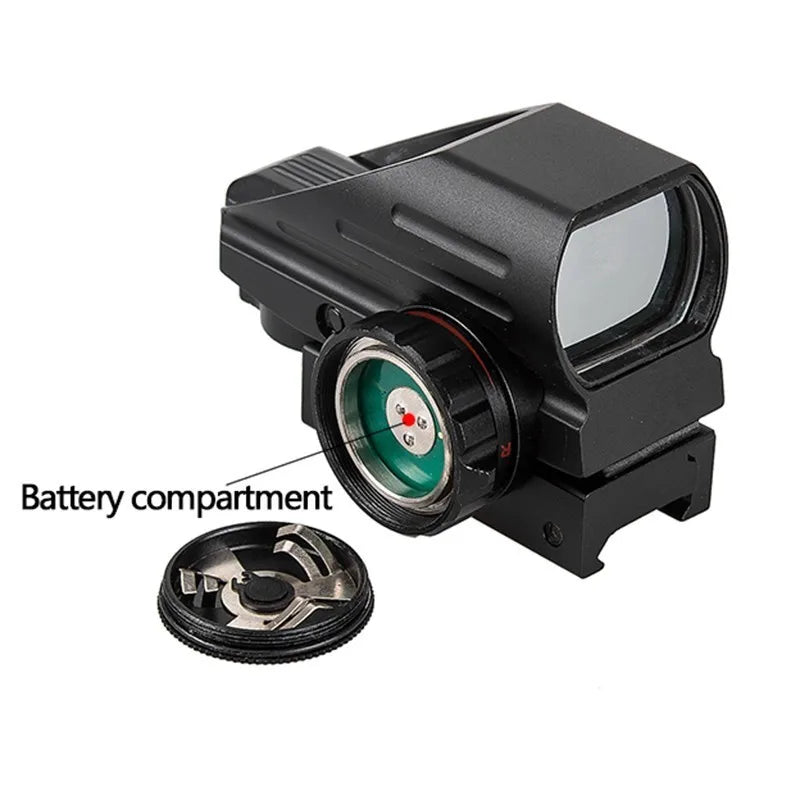 Taktický reflexní červený zelený laserový zaměřovač se 4 křížovými holografickými projektovanými tečkovanými mířidly, puškohled, lovecký zaměřovač pro vzduchovku, montáž na lištu 11mm/20mm, AK