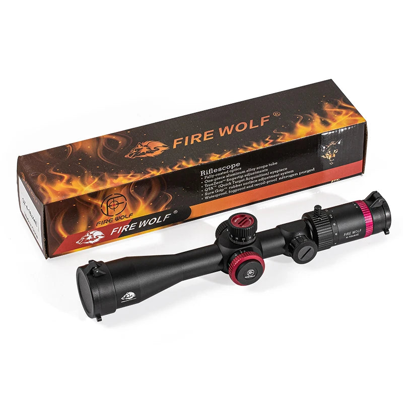 FIRE WOLF QZ 4-16X44 Puškohled FFP Červeno-zelený lovecký optický zaměřovač Odstřelovací puškohled Taktický puškohled s první ohniskovou rovinou