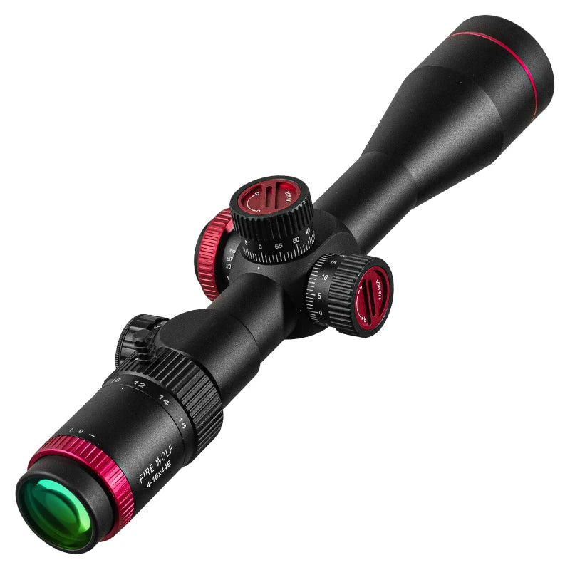 FIRE WOLF QZ 4-16X44 Puškohled FFP Červeno-zelený lovecký optický zaměřovač Odstřelovací puškohled Taktický puškohled s první ohniskovou rovinou