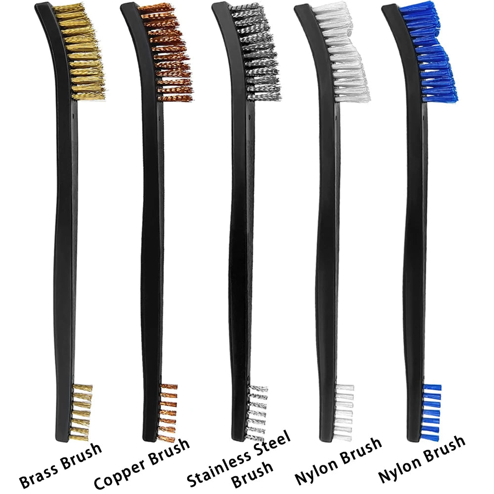 5ks/sada oboustranných kartáčů na čištění zbraní, nylonových mosazných drátěných kartáčů, univerzální sada čističů zbraní, lovecké potřeby, příslušenství