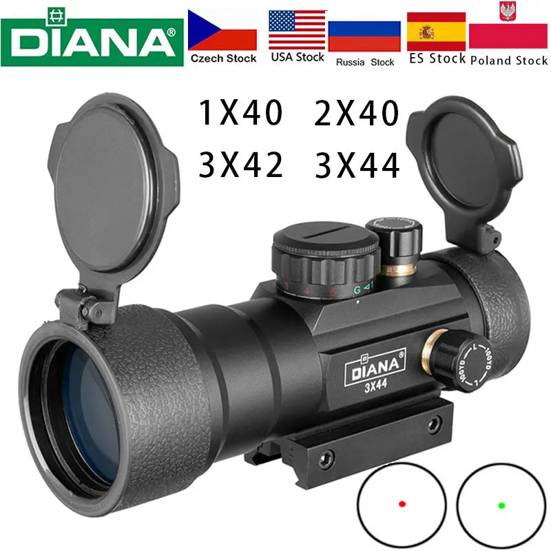 DIANA 3x44 Zelený kolimátor 2x40 Kolmátor 3x42 Taktická optika Puškohled vhodný pro lištu 11/20 mm Rail 1x40 Puškohled pro lov
