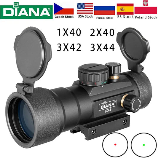 DIANA 3x44 Zelený kolimátor 2x40 Kolmátor 3x42 Taktická optika Puškohled vhodný pro lištu 11/20 mm Rail 1x40 Puškohled pro lov