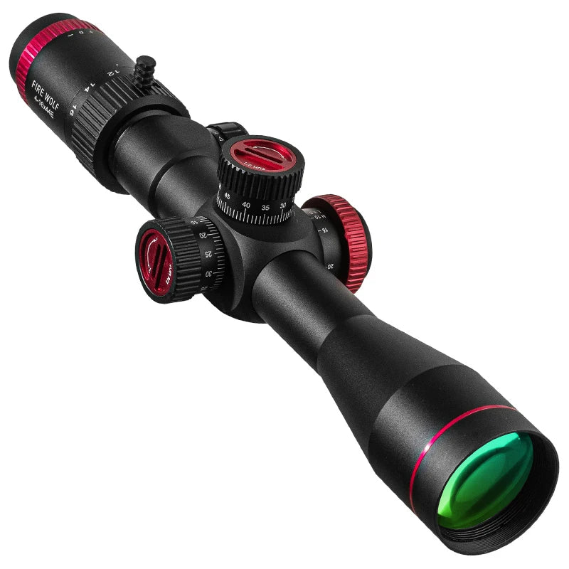 FIRE WOLF QZ 4-16X44 Puškohled FFP Červeno-zelený lovecký optický zaměřovač Odstřelovací puškohled Taktický puškohled s první ohniskovou rovinou
