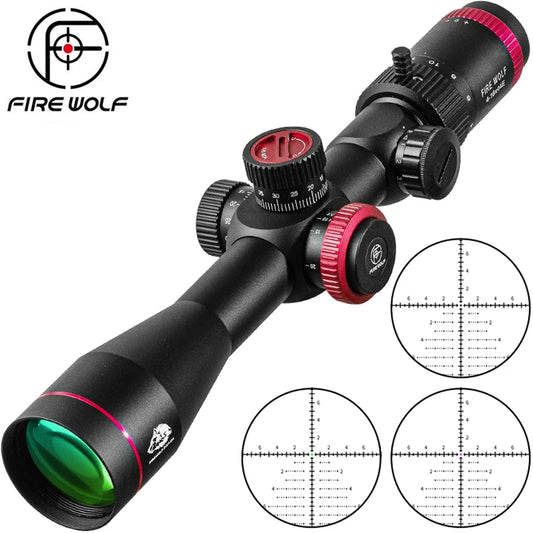 FIRE WOLF QZ 4-16X44 Puškohled FFP Červeno-zelený lovecký optický zaměřovač Odstřelovací puškohled Taktický puškohled s první ohniskovou rovinou