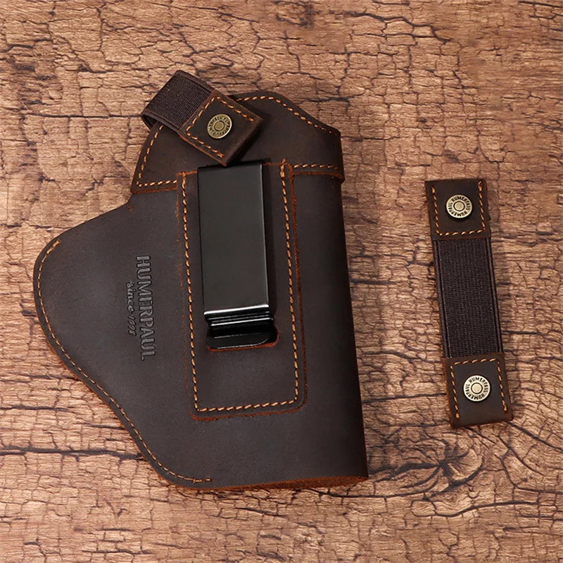 Taktické pouzdro z PU kůže pro skryté nošení airsoftové pistole IWB pro Glock 17, 19 a 43/SIG P365/PX4 M9 9mm pro lov.