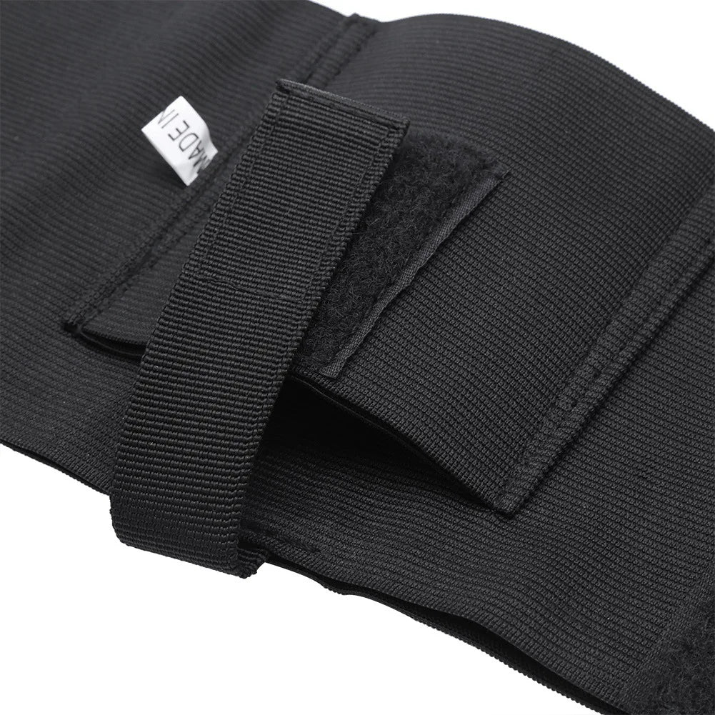 Černé skryté polyesterové pouzdro na pistoli s nožičkami na kotníku a elastickým popruhem pro G17