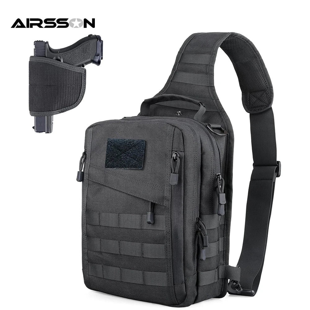 Taktický batoh přes rameno, pouzdro na skryté nošení zbraně, brašna na pistoli, brašna přes rameno Molle EDC pro outdoor, kempování, cestování, turistiku