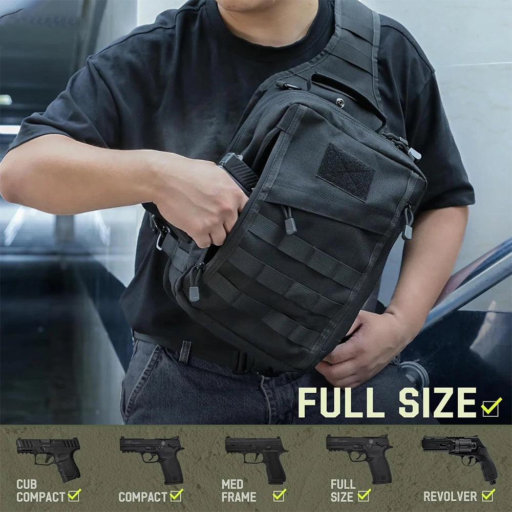 Taktický batoh přes rameno, pouzdro na skryté nošení zbraně, brašna na pistoli, brašna přes rameno Molle EDC pro outdoor, kempování, cestování, turistiku