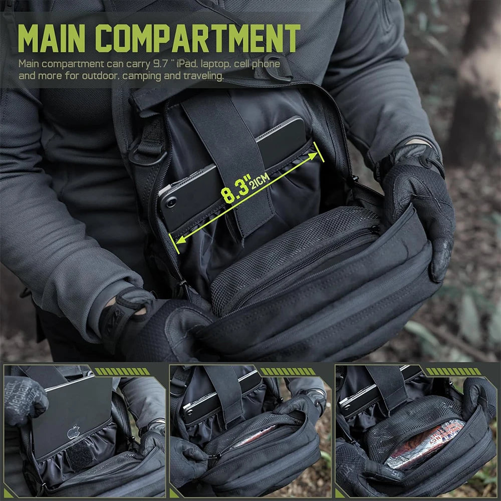 Taktický batoh přes rameno, pouzdro na skryté nošení zbraně, brašna na pistoli, brašna přes rameno Molle EDC pro outdoor, kempování, cestování, turistiku